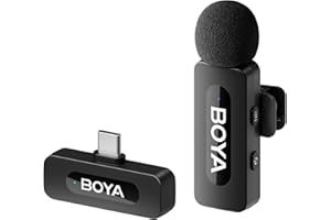 Boya BY-V10 USB C Bezprzewodowy Mikrofon Lavalier dla Androida, Type-C Smartphone Laptop, Tłumienie Szumów, Mini Mikrofon na Sznurku do YouTube, Podcast, Facebook, Tiktok Vlog Nagrywania