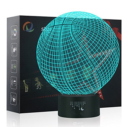 Baloncesto 3d Lámpara LED óptico Engaños Luz Nocturna, Yunplus 7 Cambio de Color Con Acrílico Flat & ABS Base & USB Cargador de Cambiar Toca Lámpara de Escritorio Lámpara de Mesa