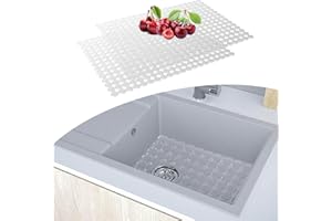 E-GREETSHOPPING 2er-Set Schutzmatte für Küche und Bad, PVC Spülbeckenmatte Zuschneidbare Abtropfmatte, Kann Angepasst Spülbeckenmatte Weich, Edelstahl Spülbecken Schutzmatte, Gegen Kratzer im Spülbecken, 30 x 40 cm