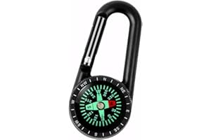 ERTLUTW Kompass Mit Karabinerhaken,Kompass Karabiner Mini Kompas Outdoor Kompass Schlüsselanhänger Taschenkompass Kinder Nautischer Kompas Mini Compass Schlüsselanhänger Für Camping Wanderung Zubehör,Schwa