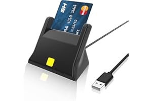 BAWANFA PRO Lecteur Carte Identité Belge-Lecteur Carte a Puce USB-Aucun Pilote Requis-LED d'état d'alimentation-Prend en Charge les Cartes à Puce/CAC/Carte D'identité à Puce/Banque IC/Carte de Santé, pour Windows
