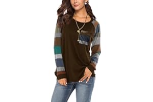 iChunhua Womens Casual Color Block Raglan Long Sleeve T-Shirt Blouses Tunic Tops