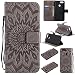 Produktbild Ooboom® Huawei Honor 7X Hülle Sonnenblume Muster Flip PU Leder Schutzhülle Handy Tasche Case Cover Stand mit Kartenfach für Huawei Honor 7X - Grau