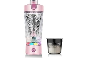 flintronic Mezclador de Proteinas Eléctrica, 650ML Rosa Vaso Shaker Portable Vortex con Recargable USB-C - Hecho con Tritan, Sin BPA, Tecnología de Mezcla Rápida, para Batidos de Proteínas