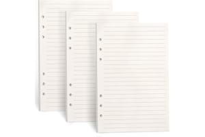 FYY 3 paquetes de papel A5, papel de recambio A5, 135 hojas (270 páginas) para 6 anillas, cuaderno de encuadernación, rellenos para Filofax A5, notas, diarios, diario de balas, pintura (línea)