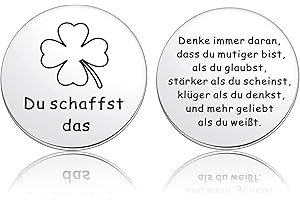 Photect Motivierend Tasche Umarmung Glücksbringer mit Tasche Du Schaffst Das Glücksbringer Edelstahl Doppelseitig Token Inspirierendes Geschenk Rund Glücksmünze