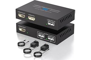 VEDINDUST HDMI KVM USB Extender 400FT 120M Ethernet USB Su Single Cat5e 6 7 Full HD 1080P60Hz Supporto Loop Out Funzione EDID Tastiera e Mous