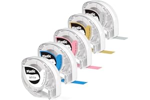 ‎MARKFIELD 5x Kompatible mit Phomemo P12&P12-Pro Thermotransfer-Etiketten 12mm x 4m Wasserfestes Kunststoff Selbstklebendes Etikettenband, Kompatible mit Phomemo P12&P12-Pro & Kompatibel mit Dymo LetraTag