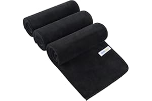 SINLAND Fitness Handtuch Microfiber Sporthandtuch Super weich und saugfähig Trainingshandtuch Reisehandtuch für Fitnessstudio und Gym 40cm x 80cm 3 Stück Schwarz