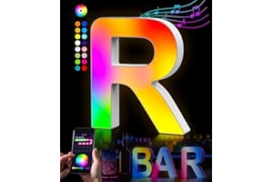 KIMIMARA Lettere Luminose Alfabeto - Luminoso Lampada LED Lettera RGB App Controllo Luci Lettera Operatore a USB per Ricevimenti Festa Matrimonio Natale Casa Bar Decorazione (R)