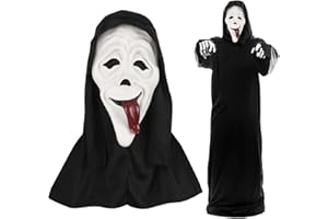 Landifor Halloween Ghostface Mask - Scary Horror Ghost Headgear With Tongue Out for Haunted House, Fright Night Party, Film Costume, Cosplay