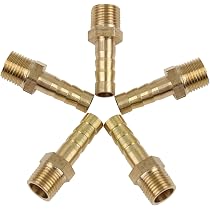 Gerade Stecker Rohr OD 3/8 NPT 1/2 Schlauch Luft 5 Stück Übergang Mit 1/2" Zoll Rohr Außengewinde AG Für 6mm PU Schlauch - Steck Verbinder Pneumatik Fitting Druckluft Luftschlauch Verbinder