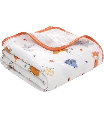 Coperta In Mussola Di Cotone 100% Tropical Leaf – 4 Strati Traspiranti, 120x120 Cm, Design Dipinto A Mano