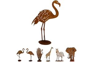 KLOCKE EDELROST DEKOR Gartenfigur Rost auf festem Stand – Hochwertig & Wetterfest - Metall Tierfigur - Edelrost Dekofigur/Tier Figur – Gartendeko/Dekoration (Flamingo - Höhe 71cm)