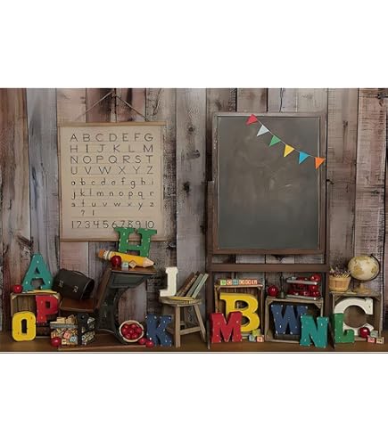 YongFoto Foto-Hintergrund 'Schule' – 2,2x1,5 M, Mit Globus, Büchern & Weltkarte, Für Shootings & Partys