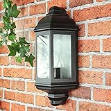 die Außenlampe in Schwarz besteht aus witterungsbeständigem Aluminiumdruckguss und robustem Glas