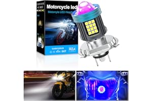 KaiDengZhe H4 LED Headlight Bulb Motorcycle with Blue-ray Angel Eye Devil Eye, 1PCS Moto 9003/HB2 High Low Beam Light with 4 Lighting Modes, 12V-80V 3000LM LED Bulb with HD Projector (White)