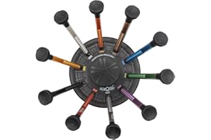 KD89 Horotec MSA01.020-C - Set di 10 cacciaviti da orologiaio Swiss-Made in alluminio eloxato e testa a pom su base girevole con base antiscivolo.