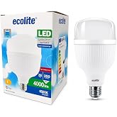 Ecolite Jumbo LED Bulb 36W (200W Equivalent) - E27 Duy, 6500K White Light, 4000 Lumens, Energy Saving LED Lamp, 166x115mm, A
