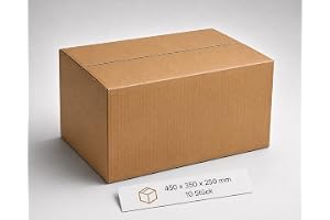 Torvon fraktlådor 450 x 350 x 250 mm 10 stycken 5 lager BC våg 4545 stabila hopfällbara lådor förpackningslådor för paketleverans onlinehandel transport lagring FEFCO 0201