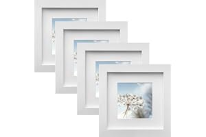 Zyiphor 4-pack 15x15 cm vita träramar kvadratiska fotoramar för väggmontering, fotogalleri, porträtt, collager och bordsskylt