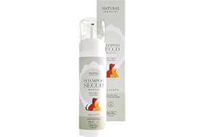 Natural Derma Pet Shampoo Secco per Cani – Mousse Delicata Senza Risciacquo per Cuccioli e Adulti – Azione Detergente per un Pelo Pulito, Morbido e Profumato – 150 ml – Made in Italy - 100% Vegan