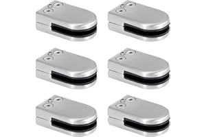 NEWELLSAIL Abrazaderas de Vidrio 10-12mm Abrazadera de Cristal Acero Inoxidable Abrazadera de Clip de Vidrio Soporte de Vidrio Ajustable Parte Trasera Plana para Barandilla Escalera 6 Piezas