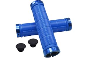 NATUCE 2pcs Poignées de Guidon de vélo 22mm, Poignée de de Bicyclette avec Deux Chapeaux de Guidon, Poignées avec Serrure en Aluminium,Poignée Caoutchouc Cycliste pour BMX VTT Vélo Pliant