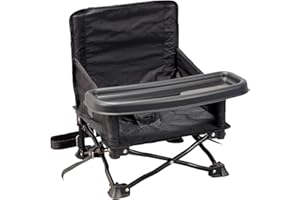 Bambisol 'Chaizounette' Rehausseur Chaise Enfant | Evolutif dès 6 mois, Sac Transport, Siège Camping Enfant | Noir gris