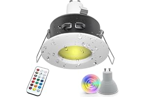 Planetitaly Foco LED luz colorida ducha 10 W baño turco cromoterapia IP65 GU10 RGB 230 V (blanco)