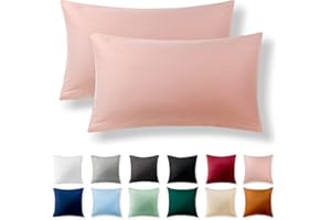 ‎ALREYA Alreya 2er-Set Renforcé Kissenbezug 40 x 80 cm - 100% Baumwolle mit YKK Reißverschluss, Superweicher Kopfkissenbezug 40x80, Kissenhülle, Babyrosa, nur Kissenbezug