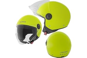 A-Pro BACKLINE CASCO JET VISIERA ANTIGRAFFIO GIALLO FLUO ECE 22-06 TAGLIA XL