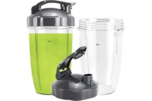 FEILIFAN Lot de 2 gobelets de remplacement 24 oz pour NutriBullet Pro 900w/ 600w Extractor Blade Juicer Parts avec 2 couvercles Flip Top to Go
