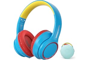 TONOSHARK Bluetooth Kopfhörer Kinder | Noise Cancelling Kinder Kopfhörer | Over-Ear Kinderkopfhörer Bluetooth Kabellos Mit Mikrofon | 60h Spielzeit - Für Schule/Reisen | Inkl. Tragetasche (Blau & Rot)