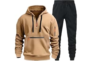 Qixiu 2 Piece Tracksuit Mens Plus Size Hoodie Tracksuit Mens Full Set Solid Long Sleeve Printed Jogging Suits Fall Sweatpants Set Winter Casual Men's Sportswear Sweatshirt Suit Sale