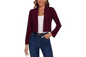 MINTLIMIT Womens Cropped Blazer Open Front Suit Jacket Long Sleeve Blazers Casual Cardigan Shawl Lapel Outerwear