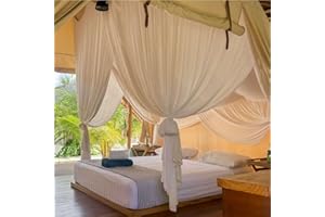 ‎UB-STORE UB-STORE Betthimmel aus 100% Baumwolle für Queen-Size-Bett und King-Size-Bett | Handgefertigt Luxuriös Moskitonetz Schlafzimmer Vorhänge | Dekorativ Rechteckig für Zuhause mit 4 Türen