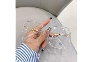 NOVESIXTDAT Lunettes de Lecture surdimensionnées for Femme, Miroir Plat Extra Large, Lecteur carré bloquant la lumière Bleue, Lunettes Anti-éblouissement (Color : Clear, Size : +2.00)