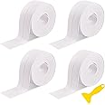 DREETINO Bath Sealant Strip,11ft Self Adhesive Caulk Strip Sealant Tape for Kitchen, Bathroom, Toilet, Wall Corner with Sealing Tool - White (4PCS)
