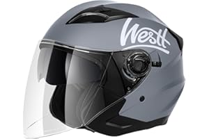 Westt Jet Casco Moto Hombre Mujer Casco de Moto con Doble Visera capacete Casco Jet Scooter Trail, Certificado ECE Dot, Tallas S-XL
