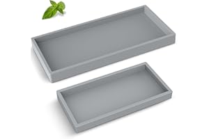 EG-SIPRO - Vassoio da bagno in silicone ispessito di alta qualità, infrangibile, durevole, rettangolare, dispenser di sapone per piano di lavoro del bagno, grigio, piccolo e grande (EGTRAY)