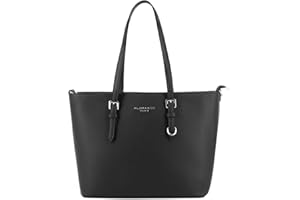 flora & co - Grand Sac à Main Femme - Cabas Fourre-Tout Simili Cuir PU Rigide - Sac Elégant Ville Travail Lycée - Shopper Porté Epaule Bandoulière Grande Capacité A4 - Mode Chic
