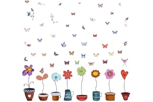 MEJOSER Adesivi da Parete Muro Murali Colorati Adesivo Decorativo Decorazione fai da te per Casa Camera da Letto Soggiorno Bonsai Farfalle Fiori