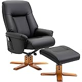 HOMCOM 10-Point Massage Sofa Armchair Chair PU Leather W/Footrest Stool Recliner Black