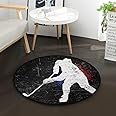 Mnsruu Vintage Ice Hockey Player Round Area Rug Non Slip Comfort Round Mat Floor Carpet for Living Room Bedroom 3' Diameter (92 cm)
