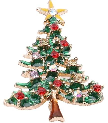 Lot De 6 Broches De Noël Pour Femme Avec Strass Et Cristal