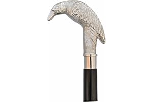 Samara Nautical Bastone da passeggio in legno per uomini, donne, in ottone argento, testa di corvo, alla moda, in gomma, con punta in ottone, idea regalo per il nonno