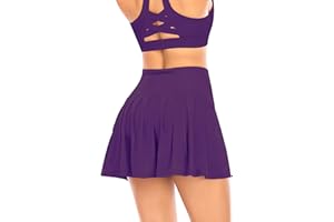WERENA Women's Pleated Tennis Skirt with Shorts Pockets Athletic Golf Skort Activewear Sport Workout Running Skirt High Waist