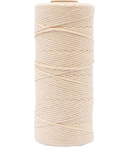 100 M Cordon Coton 2 Mm Blanc Naturel-Doré Avec Fil Métallique Lurex – Idéal Cadeaux, Noël, Macramé & Déco Boho