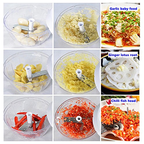 Multifunktionale Manueller Zerkleinerer KOMPAKT & Leistungsstark Hand Held Gemüseschneider Kochen Tools Küche Zubehör für Obst Zwiebeln garlics Salat - 5